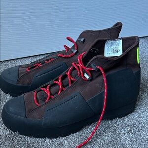 Converse Brown and Black Athletic Shoes with Red Laces